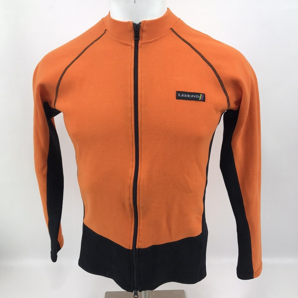 Lemond Jacket Orange Riding Cycling Full Zip Back Pocket Size Medium Vintage